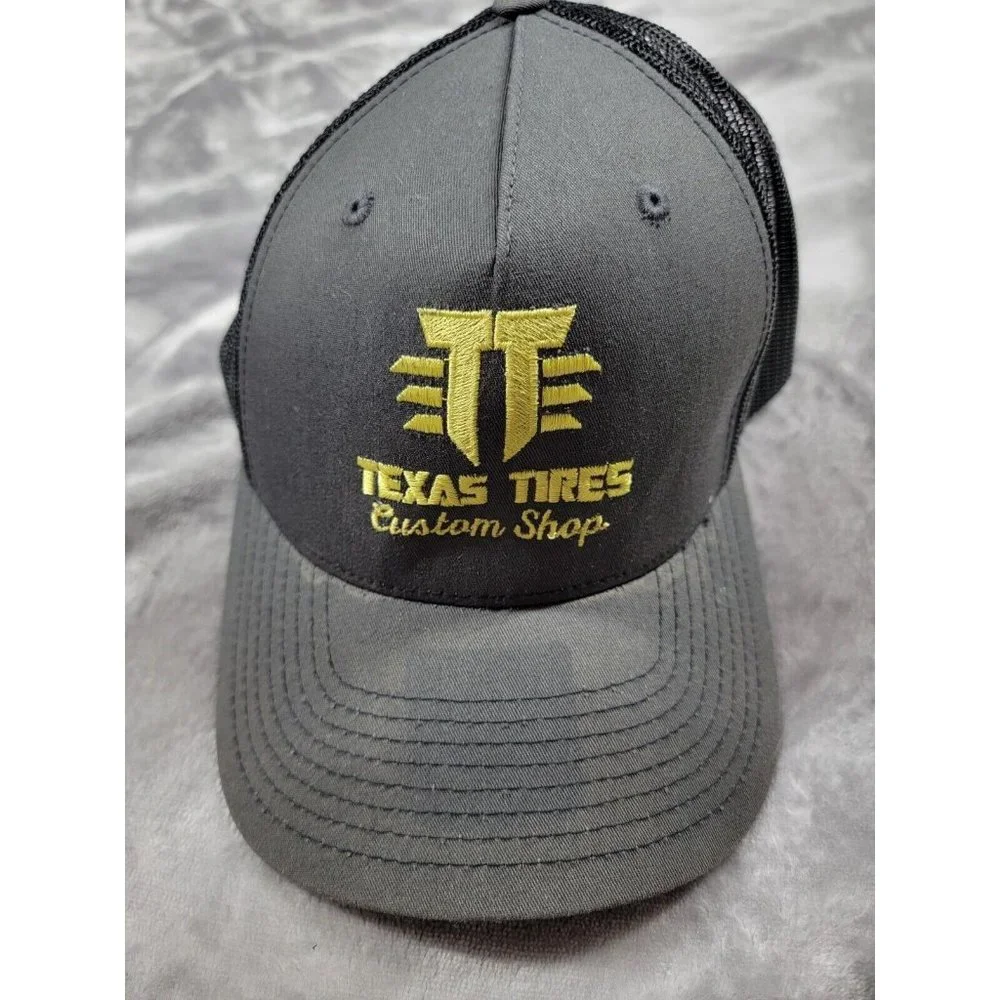 Texas Tires Custom‎ Shop TT Gray Black mesh snapback hat adjustable
